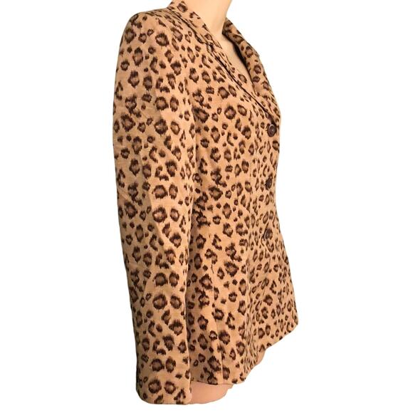 Dana Buchman Cheetah Print Silk Blazer Woman Size 6 Animal Print Lined Buttons - Picture 2 of 11